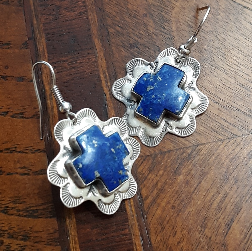 Navajo - Signed Cross Earrings